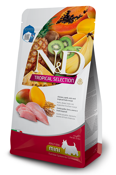 FARMINA N&D TROPICALS - CHICKEN, SPELT, OATS AND TROPICAL FRUITS ADULT MINI