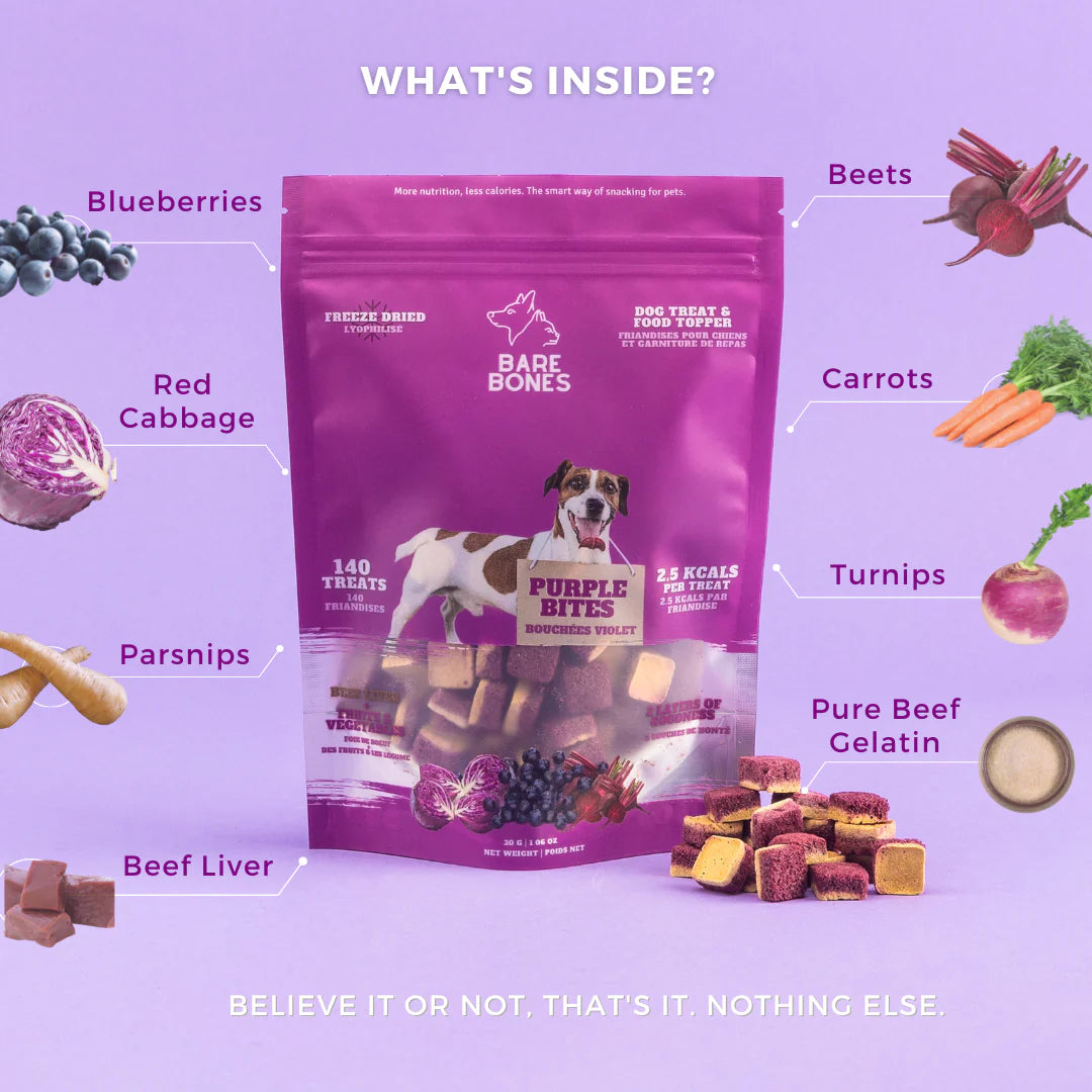 BARE BONES PURPLE BITES DOG TREATS