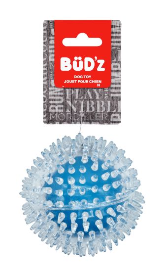 BUD'Z RUBBER TRANSPARENT SPIKEDN BALL DOG TOYS