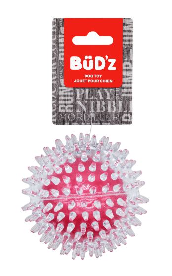 BUD'Z RUBBER TRANSPARENT SPIKEDN BALL DOG TOYS