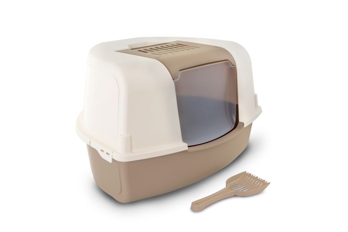 Bergamo Litter Pan Ariel With Top Corner Mocaccino Cat 1pc
