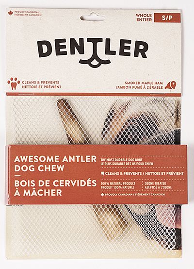 DENTLER ANTLER CHEWS SPLIT SMOKED HAM DOG 1PC