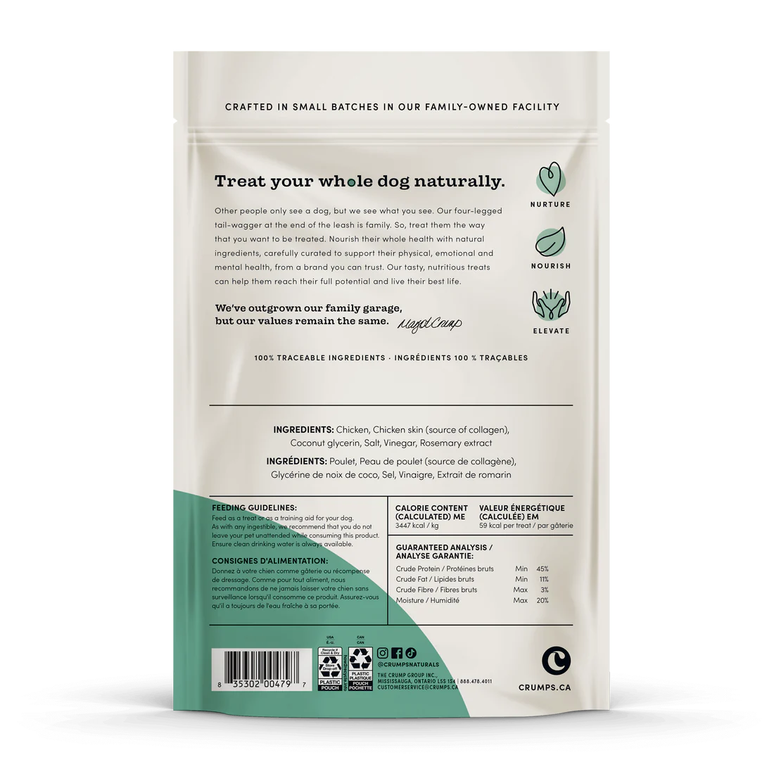 CRUMPS NATURALS CHICKEN COLLAGEN JERKY DOG TREATS