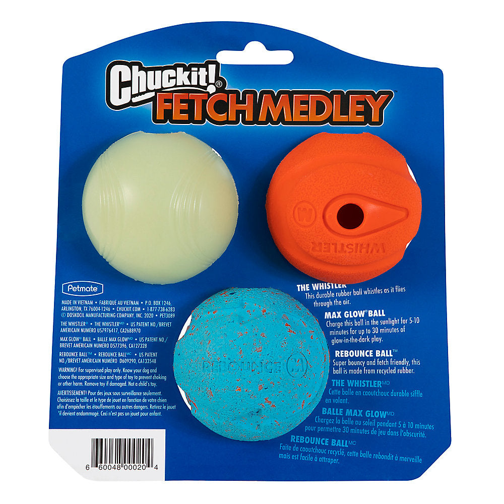 CHUCK IT! FETCH MEDLEY BALL DOG TOYS - 3 PACK
