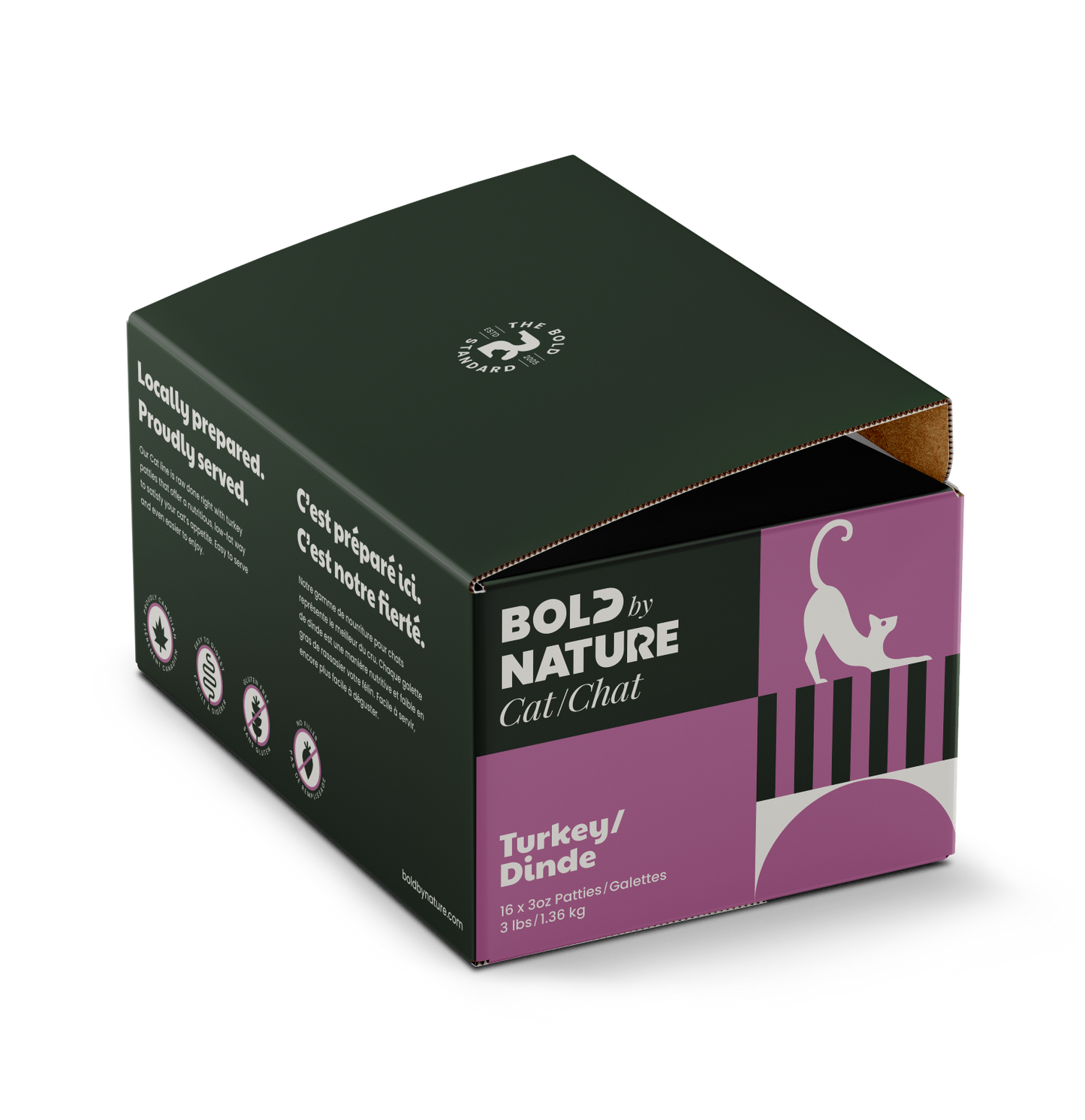 BOLD BY NATURE FROZEN CAT FOOD : TURKEY 3LBS
