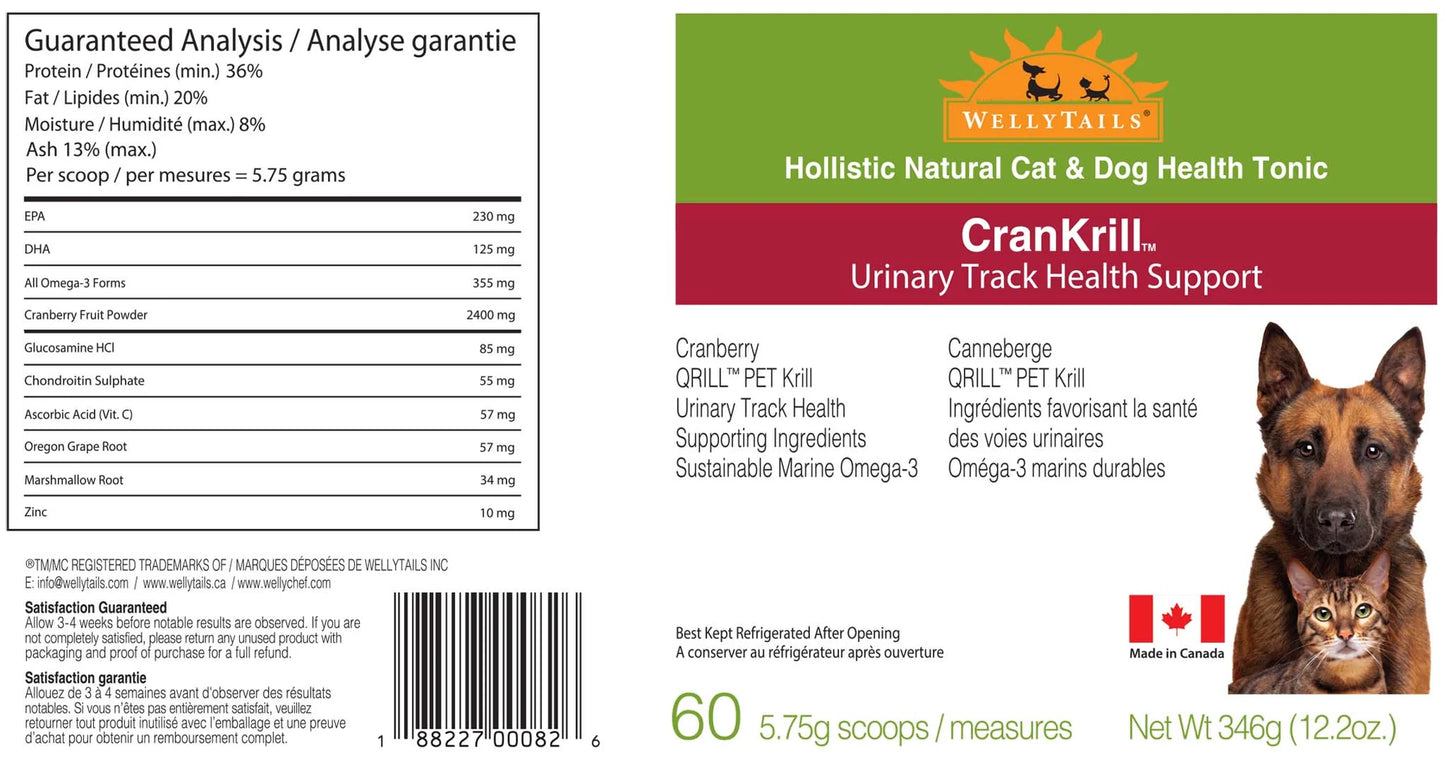 WELLYTAILS CRAN KRILL URINARY TRACT SUPPORT RX DOG 345 G