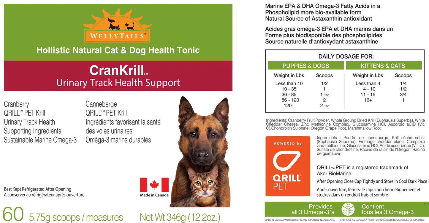 WELLYTAILS CRAN KRILL URINARY TRACT SUPPORT RX DOG 345 G