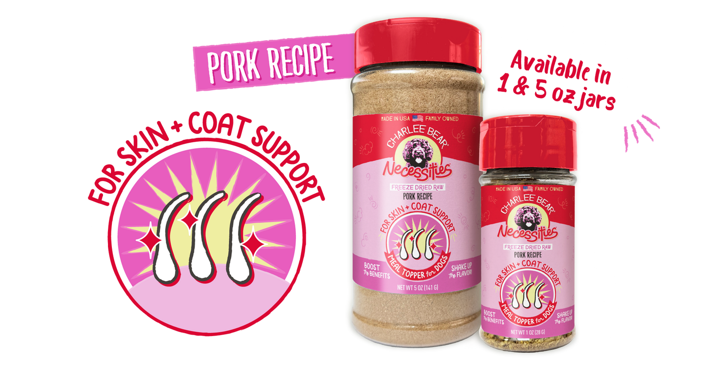 Charlee Bear® Necessities™ Freeze Dried Raw Pork Recipe for Skin + Coat Support Meal Topper for Dogs 1oz