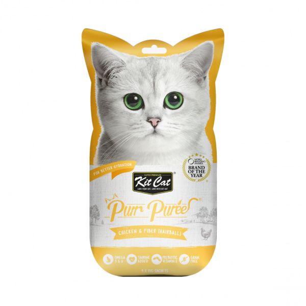 KIT CAT® PURR PUREES® CHICKEN & FIBER HAIRBALL CAT TREAT