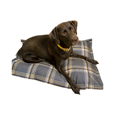 RUFF LOVE BUFFALO PLAID GREY & TAN CLOUD PILLOW