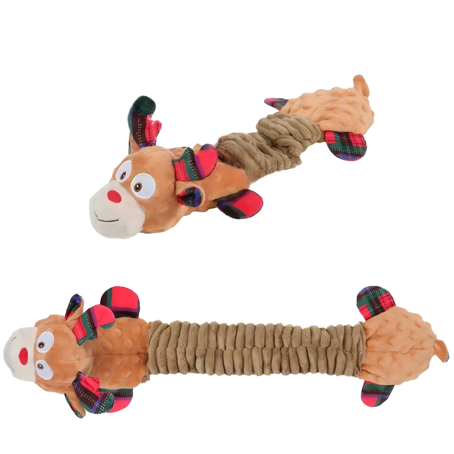 LAZZY BEAR HOLIDAY - FLATZ DOG TOY WITH CRINKLE BODY