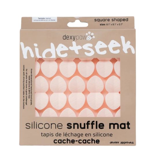 Dexypaws Square Hide and Seek Silicone Snuffle Mat, Blush Pink Cat & Dog