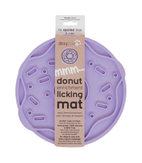 Dexypaws Mmm Donut Enrichment Licking Mat, Mauve Purple Cat Dog 1pc