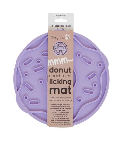 Dexypaws Mmm Donut Enrichment Licking Mat, Mauve Purple Cat Dog 1pc