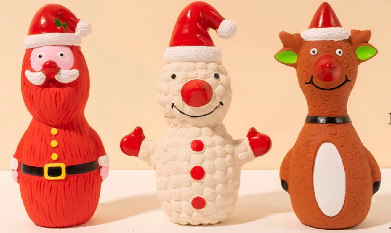 LAZZY BEAR HOLIDAY - XMAS BUDDIES LATEX DOG TOY ASSORTED