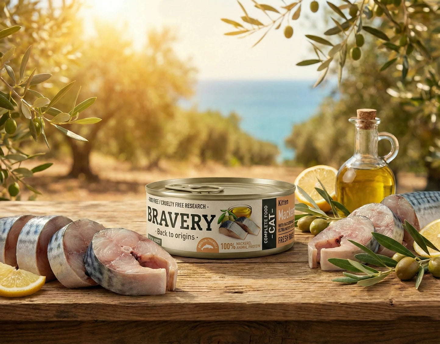 BRAVERY MACKEREL (WITH SALMON OIL & EXTRA VIRGIN OLIVE OIL)- KITTEN CAT CAN