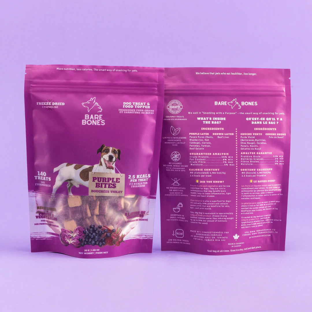 BARE BONES PURPLE BITES DOG TREATS