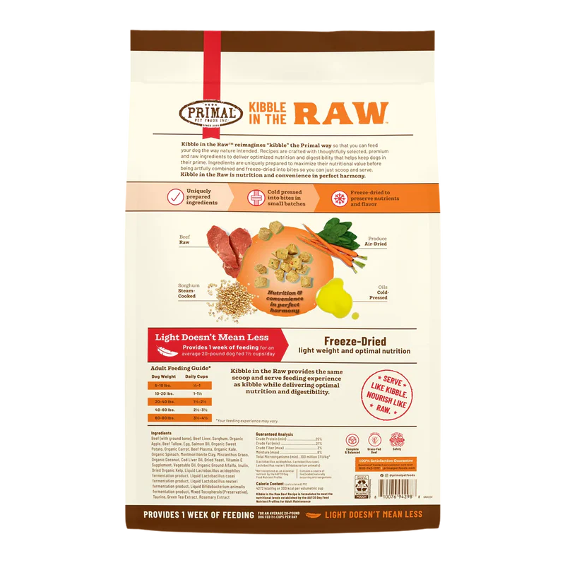 PRIMAL KIBBLE IN THE RAW : BEEF RECIPE