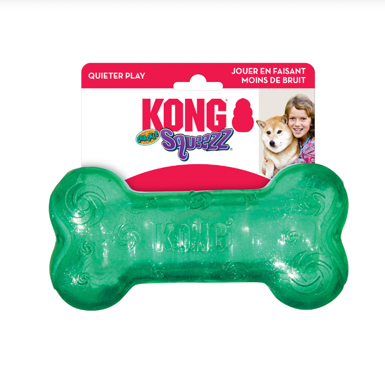 KONG SQUEEZE CRACKLE BONE DOG TOY