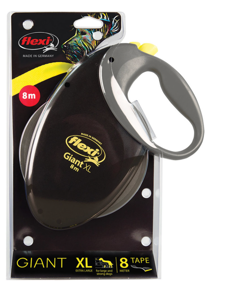 FLEXI GIANT TAPE DOG LEASH - BLACK 8M
