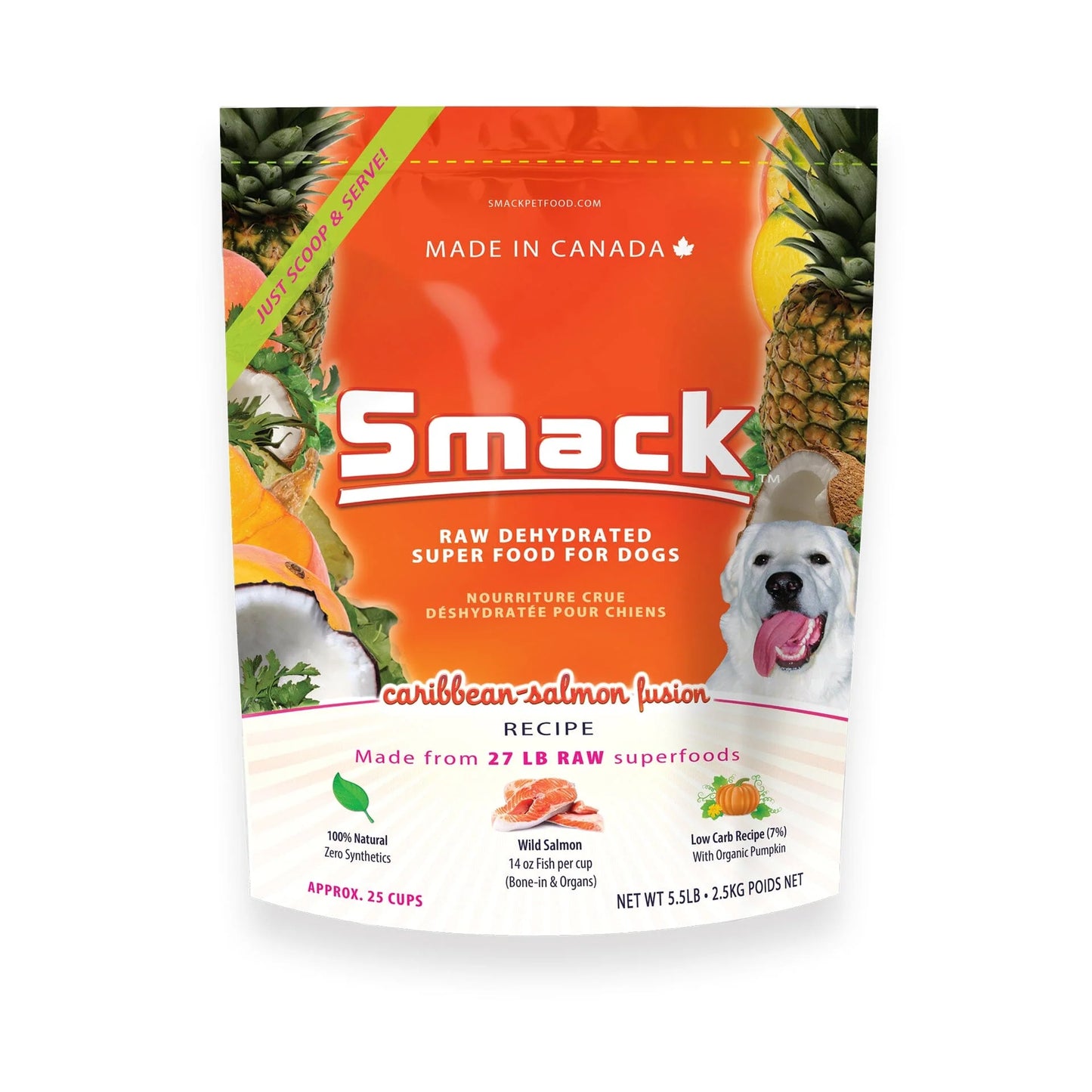 SMACK CARIBBEAN-SALMON FUSION RAW DEHYDRATED SUPERFOOD FOR DOGS