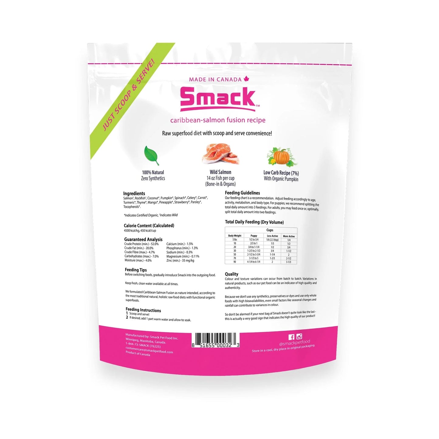 SMACK CARIBBEAN-SALMON FUSION RAW DEHYDRATED SUPERFOOD FOR DOGS