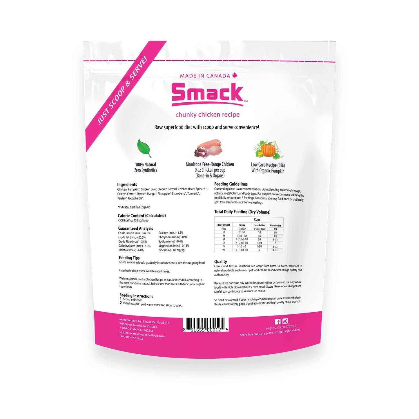 SMACK CHUNKY CHICKEN RAW DEHYDRATED SUPERFOOD FOR DOGS