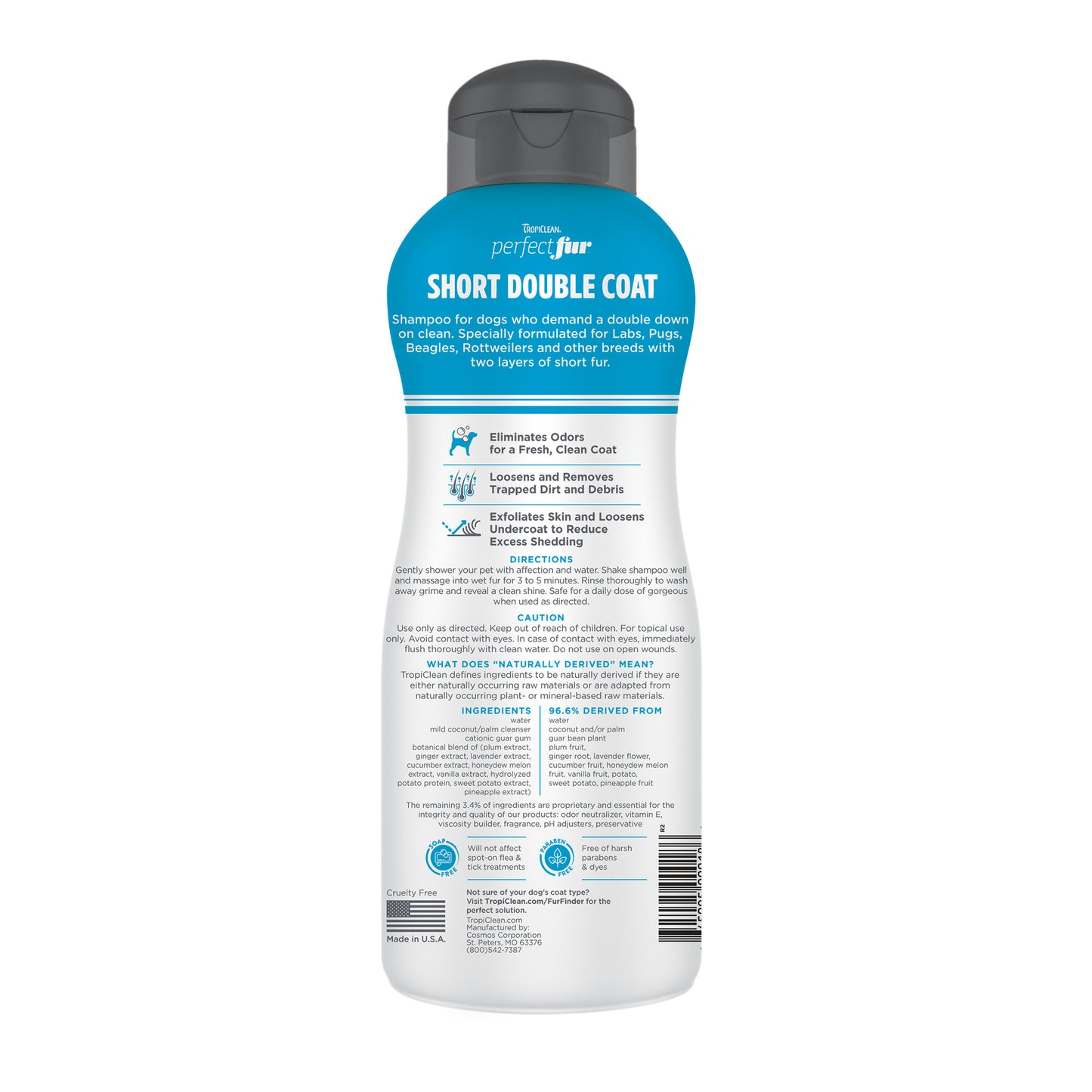 TROPICLEAN SHORT DOUBLE COAT PREFECT FUR SHAMPOO