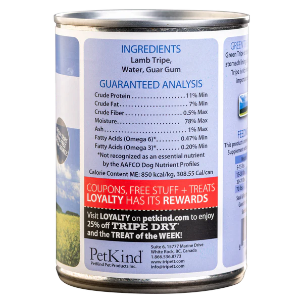 PETKIND® TRIPETT® GREEN LAMB TRIPE WET DOG FOOD - 13OZ