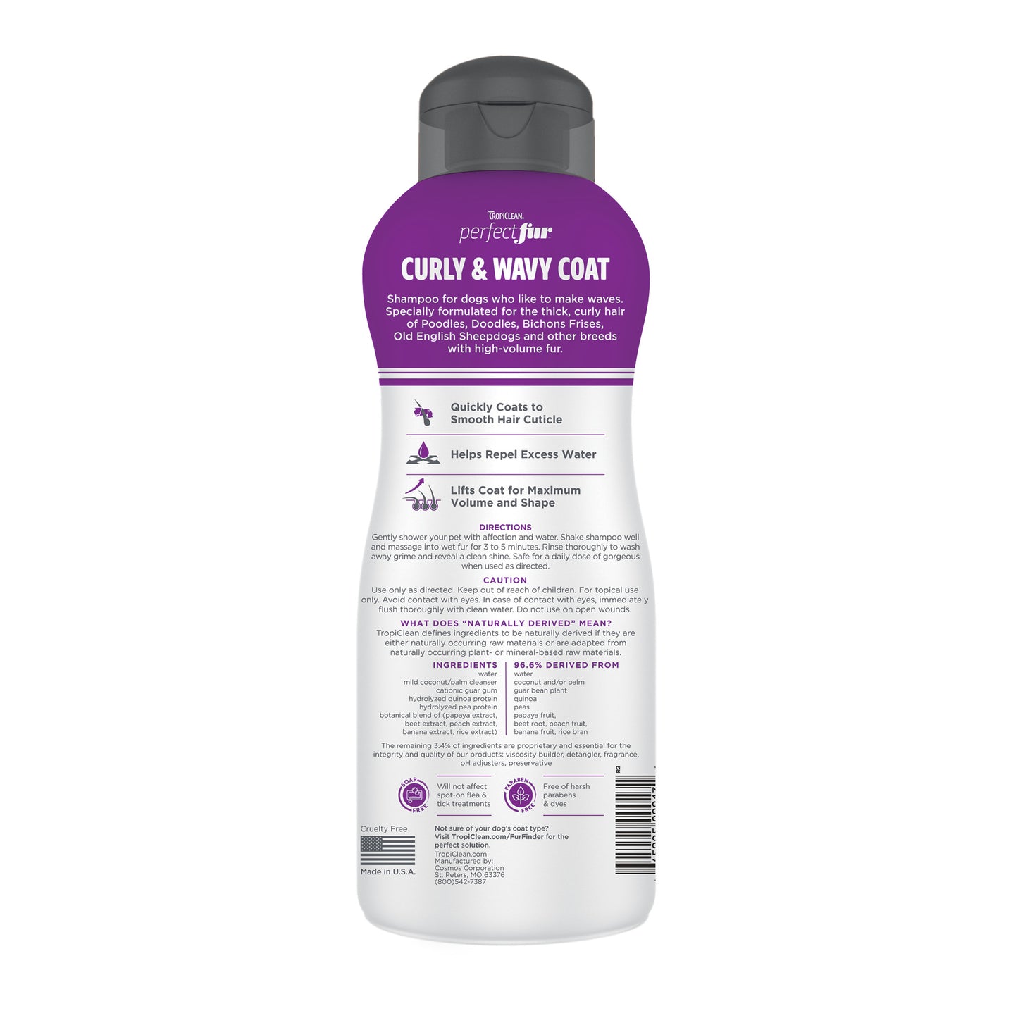 TROPICLEAN CURLY AND WAVY COAT PREFECT FUR SHAMPOO