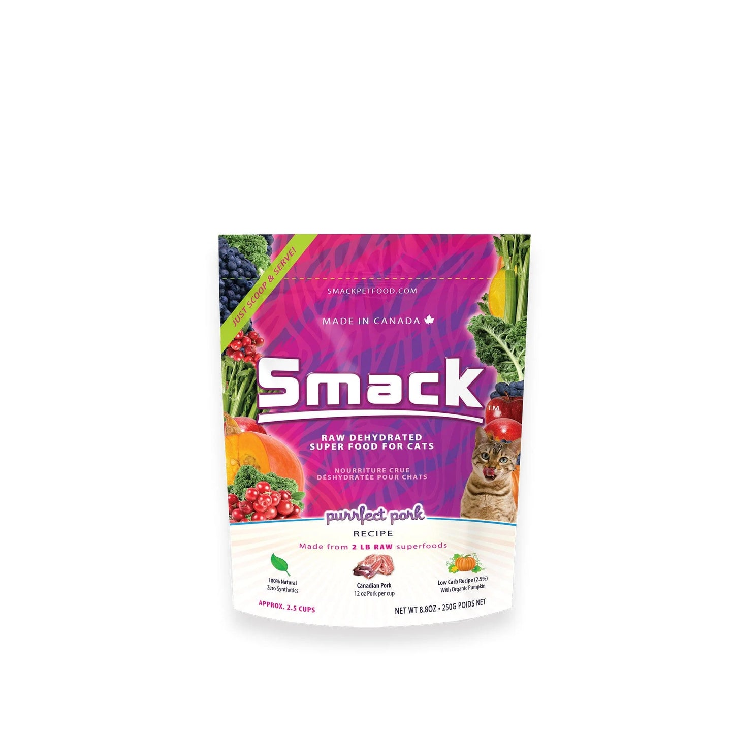 SMACK PURRFECT PORK RAW DEHYDRATED SUPERFOOD FOR CATS