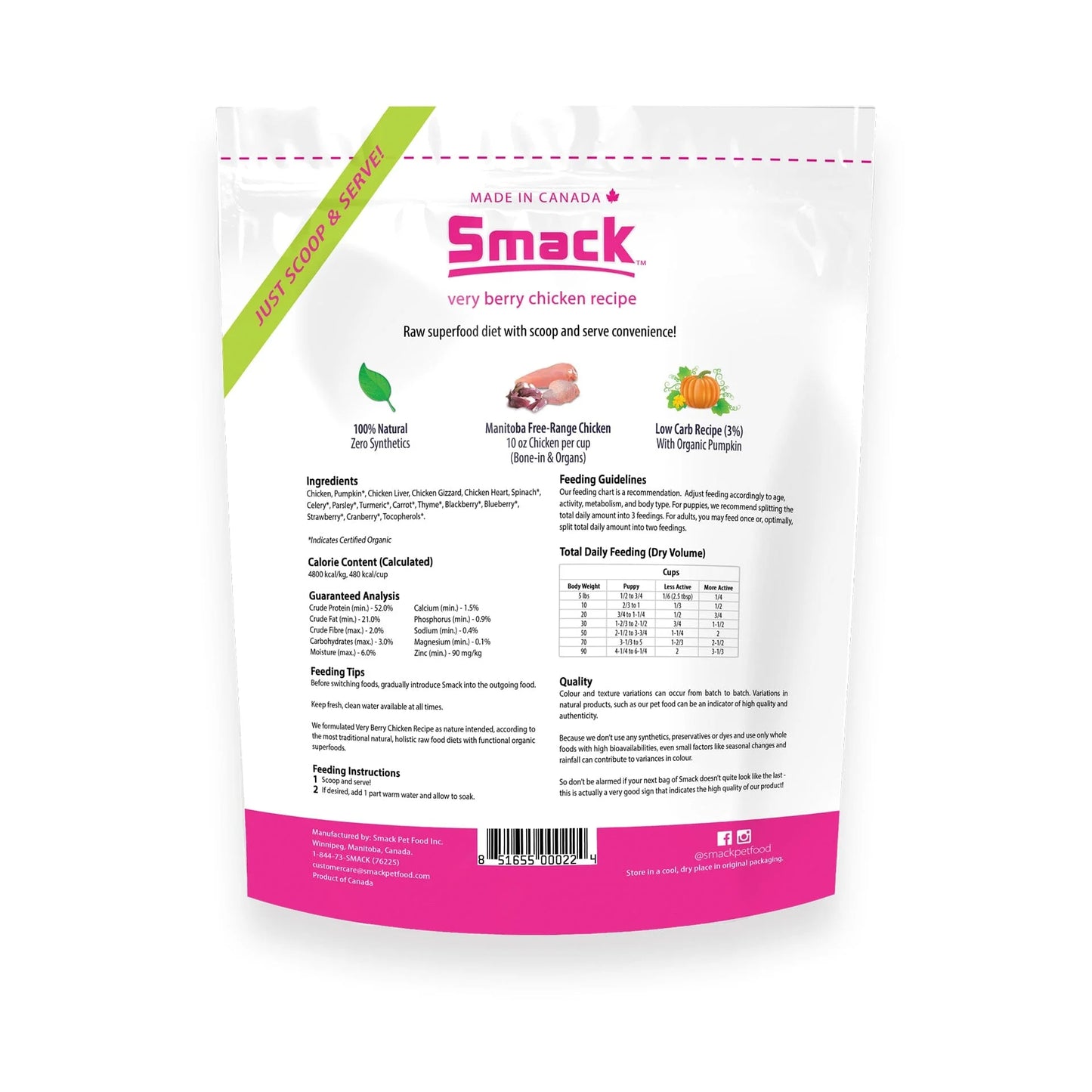 SMACK VERY BERRY CHICKEN RAW DEHYDRATED SUPERFOOD FOR DOGS