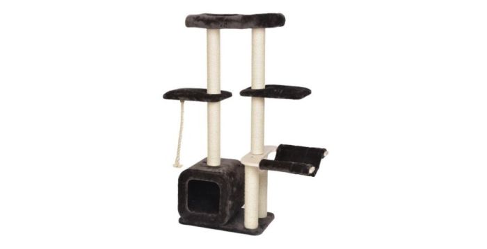 Bud-Z Cat Tree Olympe With Hammock Condo And Rope Grey Cat 58x38x140cm 1pc