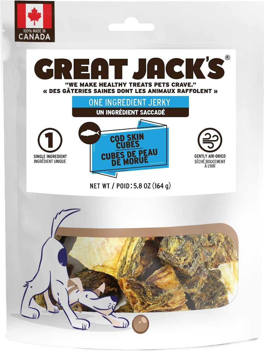 GREAT JACK'S AIR DRIED COD SKIN CHEW CUBES DOG TREATS