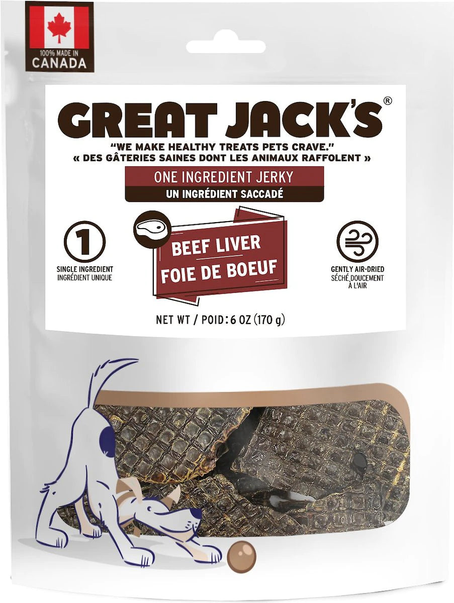 GREAT JACK'S AIR DRIED BEEF LIVER JERKY DOG TREATS
