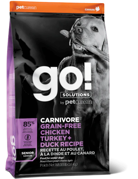 GO! SOLUTIONS CARNIVORE GRAIN-FREE CHICKEN, TURKEY + DUCK SENIOR RECIPE FOR DOGS