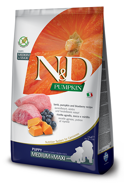 FARMINA N&D PUMPKIN GRAIN FREE - LAMB & BLUEBERRY PUPPY - MED & MAXI BREEDS