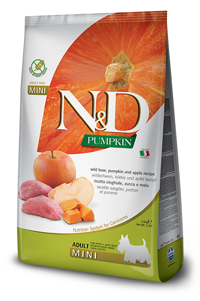 FARMINA N&D PUMPKIN GRAIN FREE - BOAR AND APPLE ADULT- MINI BREED