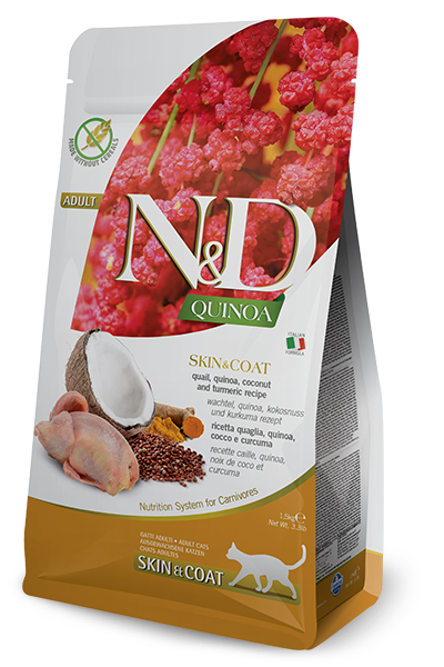 FARMINA N&D QUINOA: QUAIL & QUINOA SKIN & COAT CAT FOOD