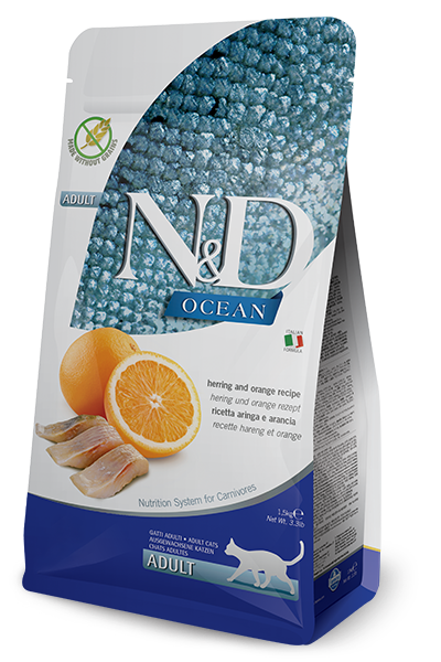 FARMINA N&D OCEAN: HERRING & ORANGE ADULT CAT FOOD