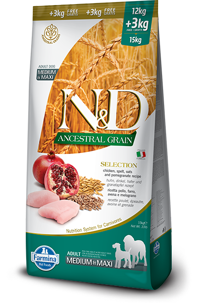 FARMINA N&D ANCESTRAL GRAIN - SELECTION ADULT MEDIUM & MAXI BREEDS