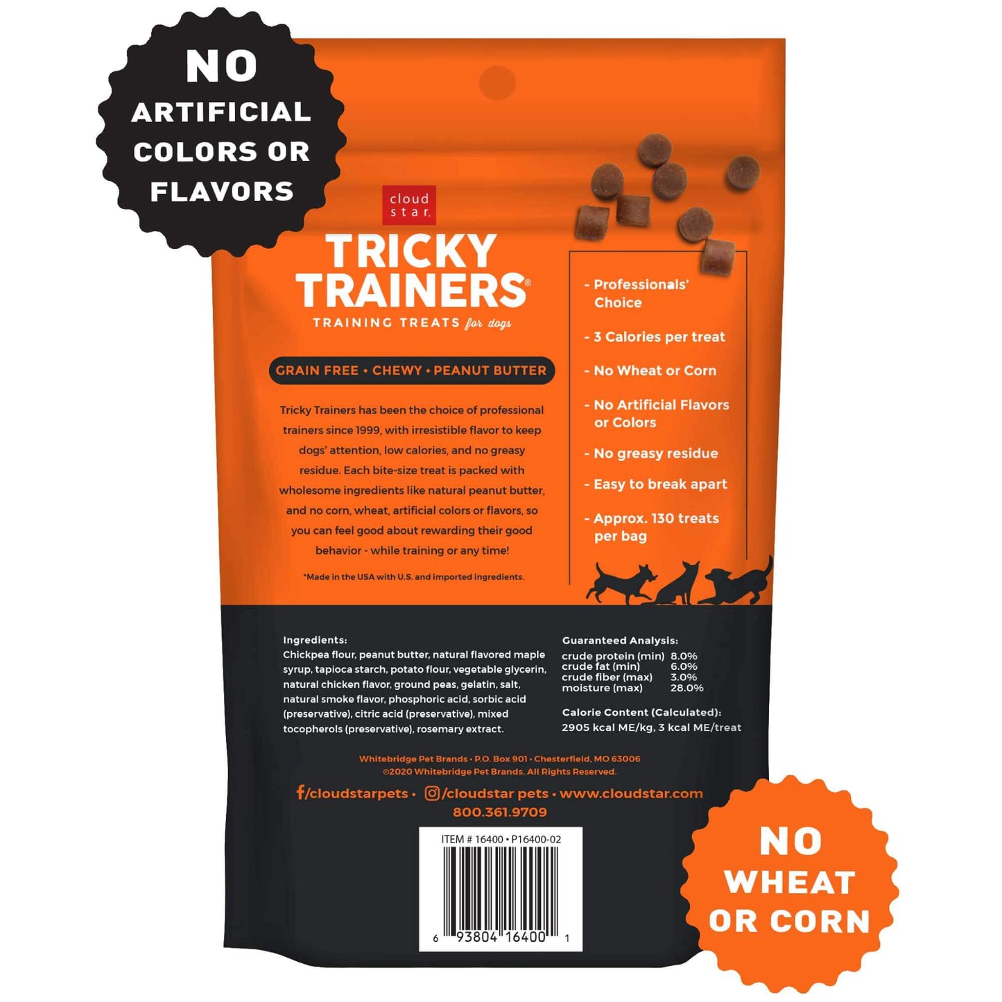 CLOUD STAR TRICKY TRAINERS GRAIN FREE SOFT & CHEWY WITH PEANUT BUTTER
