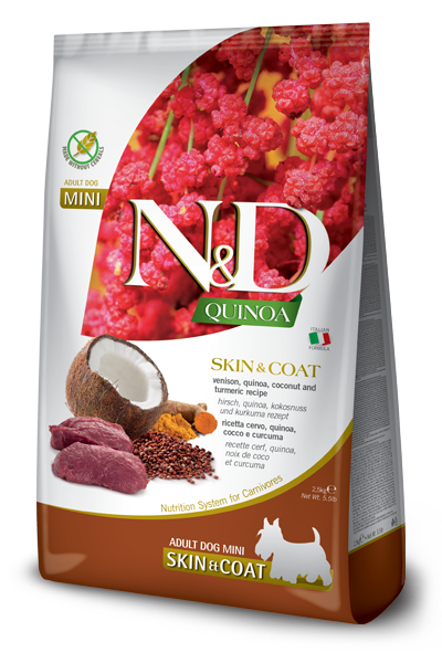 FARMINA N&D QUINOA FUNCTIONAL - SKIN & COAT VENISON FOR DOGS (MINI BREED)