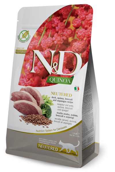 FARMINA N&D QUINOA: DUCK, BROCCOLI & ASPARAGUS NEUTERED CAT FOOD