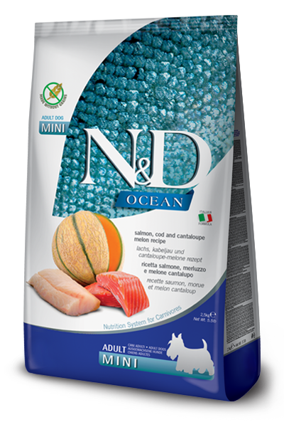 FARMINA N&D OCEAN - SALMON, COD & CANTALUPE MELON ADULT - MINI BREEDS