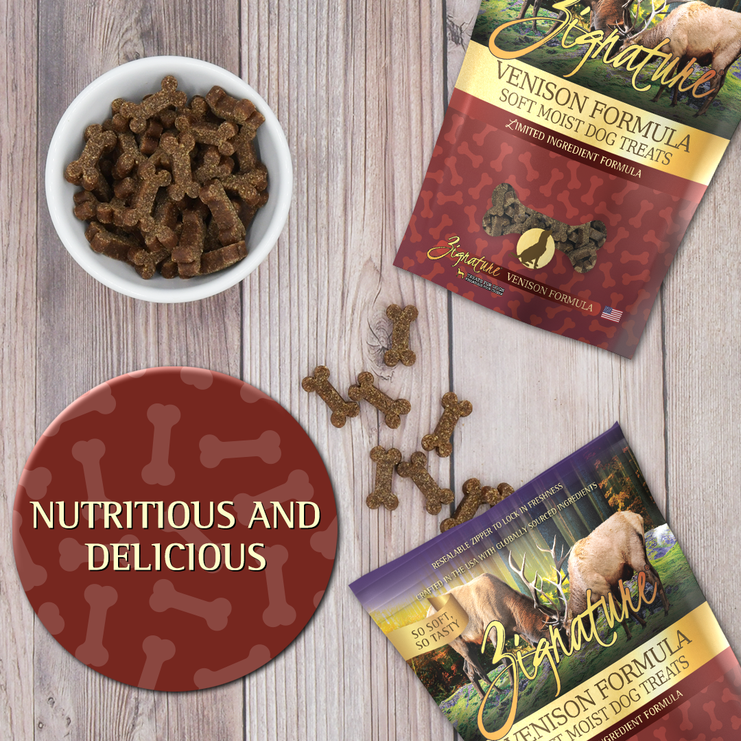 ZIGNATURE VENISON FORMULA SOFT MOIST TREATS FOR DOGS