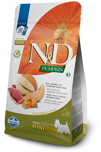 FARMINA N&D PUMPKIN GRAIN FREE - DUCK & CANTALOUPE MELON ADULT - MINI BREED