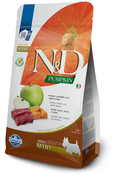 FARMINA N&D PUMPKIN GRAIN FREE - VENISON & APPLE ADULT - MINI BREED