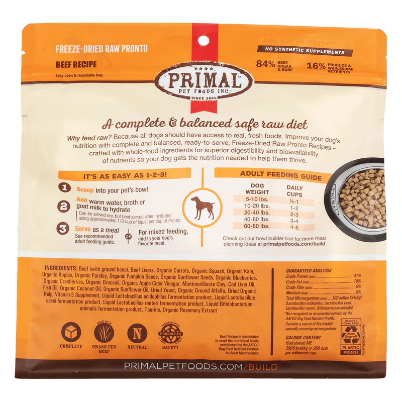 PRIMAL FREEZE-DRIED RAW PRONTO : BEEF