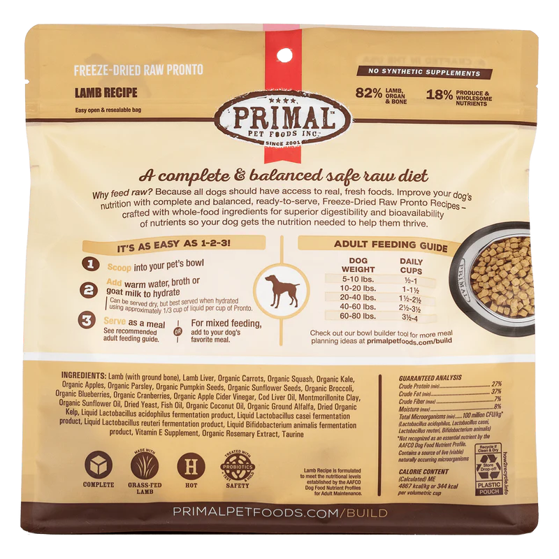 PRIMAL FREEZE-DRIED RAW PRONTO : LAMB